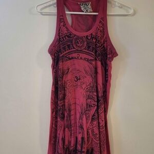 SURE Pink Elephant Graphic Tank Dress - Small